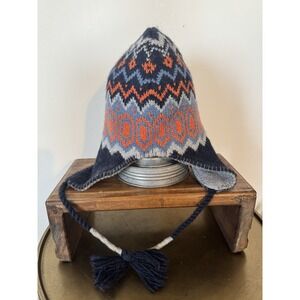 Men's Wool Blend Beanie Winter Hat Long Tassels Warm Thick Woven Toboggan